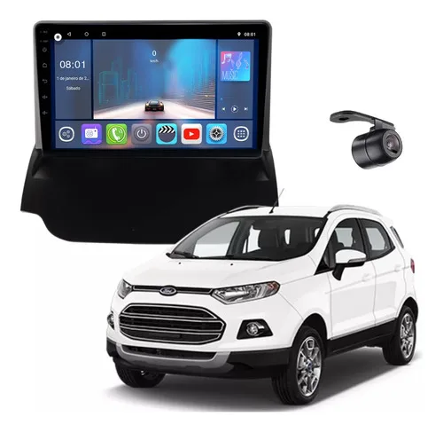 Multimídia 9 Carplay Android + Moldura P/ Ecosport 2013/2017