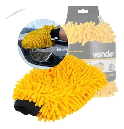 Luva De Microfibra Automotiva Lavagem Carro bicicleta moto Cor Amarelo