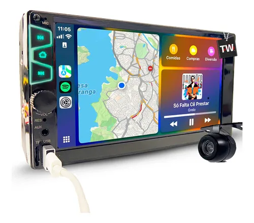 Multimídia 2din Carplay Android Auto Gps Bt Rádio Fm 7poleg