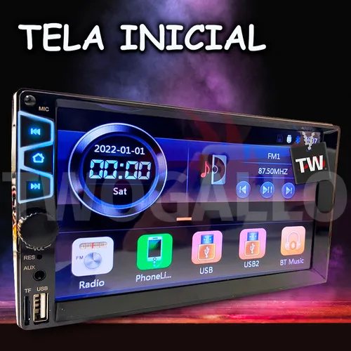 Imagem do produto Multimídia 2din Carplay Android Auto Gps Bt Rádio Fm 7poleg