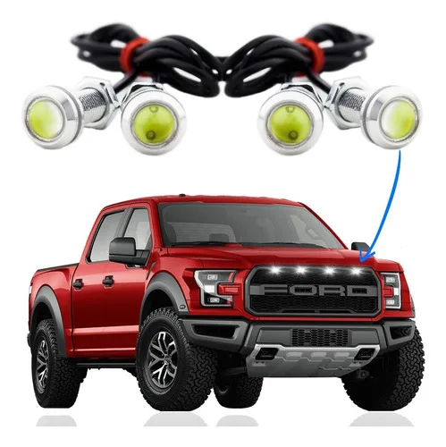 Kit 4 Unidades Led Olho De Águia Drl Mini Luz Grade Parafuso