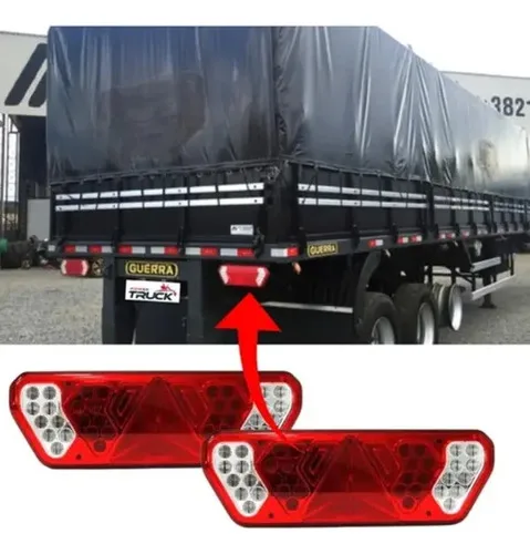 Imagem do produto Par Lanterna Traseira Guerra Led Caminhão Carreta 12v 24v