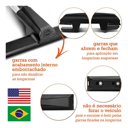 Imagem do produto Par Travessa Vw T-cross 2017 A 2024 Rack De Teto Preta Slim